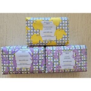 Beekman 1802 Goat Milk Soap Triple Milled Cruelty Free x3 Lemon, Lavender, Lilac